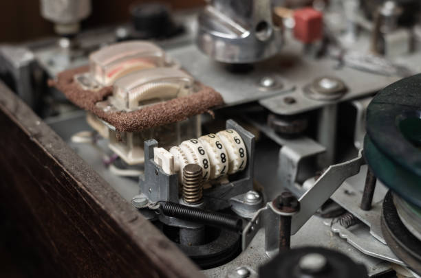 istock Dismantled old bobbin tape recorder. 1195054868