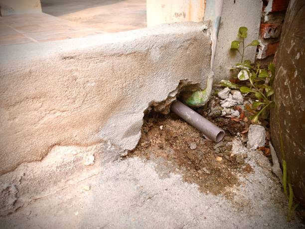 Air Conditioner Drain Pipe on The Floor stock photo