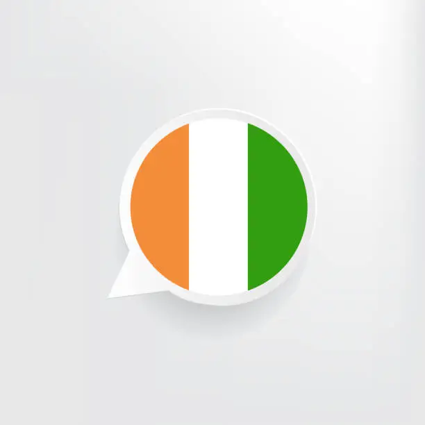 Vector illustration of Ivory Coast Flag Speech Bubble