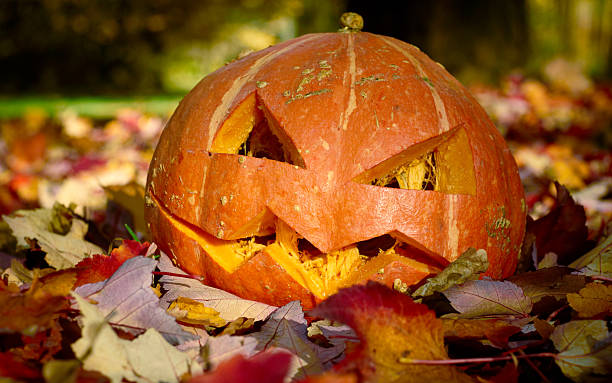 istock Creepy carved pumpkin. 119506163