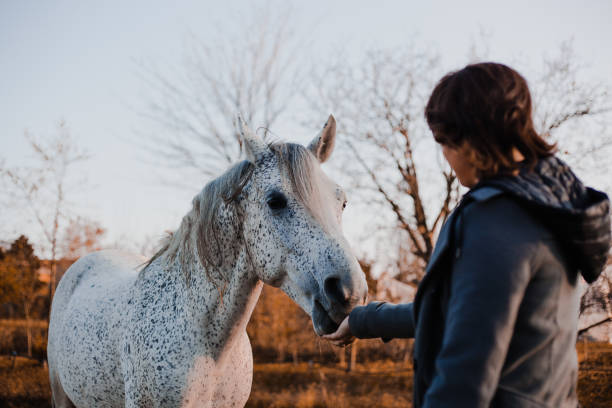 istock Women with horse 1195062143