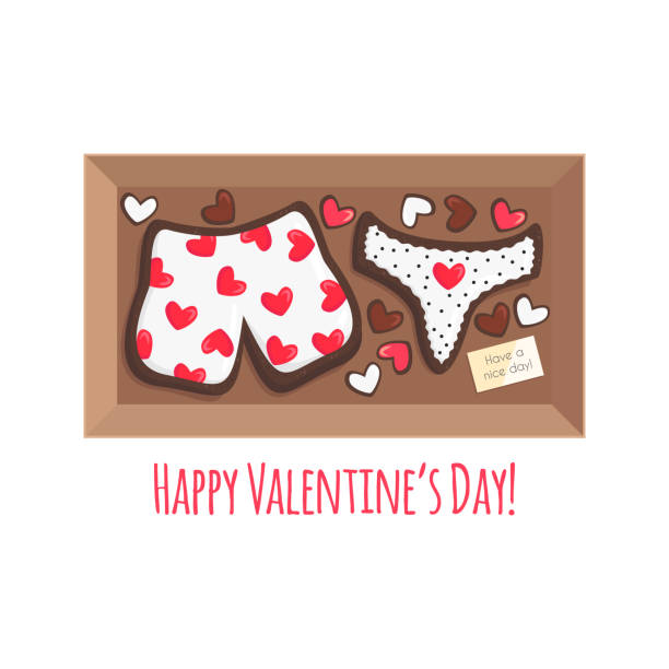 illustrazioni stock, clip art, cartoni animati e icone di tendenza di illustrazione vettoriale della scatola con cookie per coppia - chocolate candy chocolate valentines day box