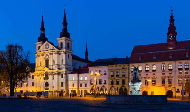 istock Night view of Masaryk Square, Jihlava 1195070851