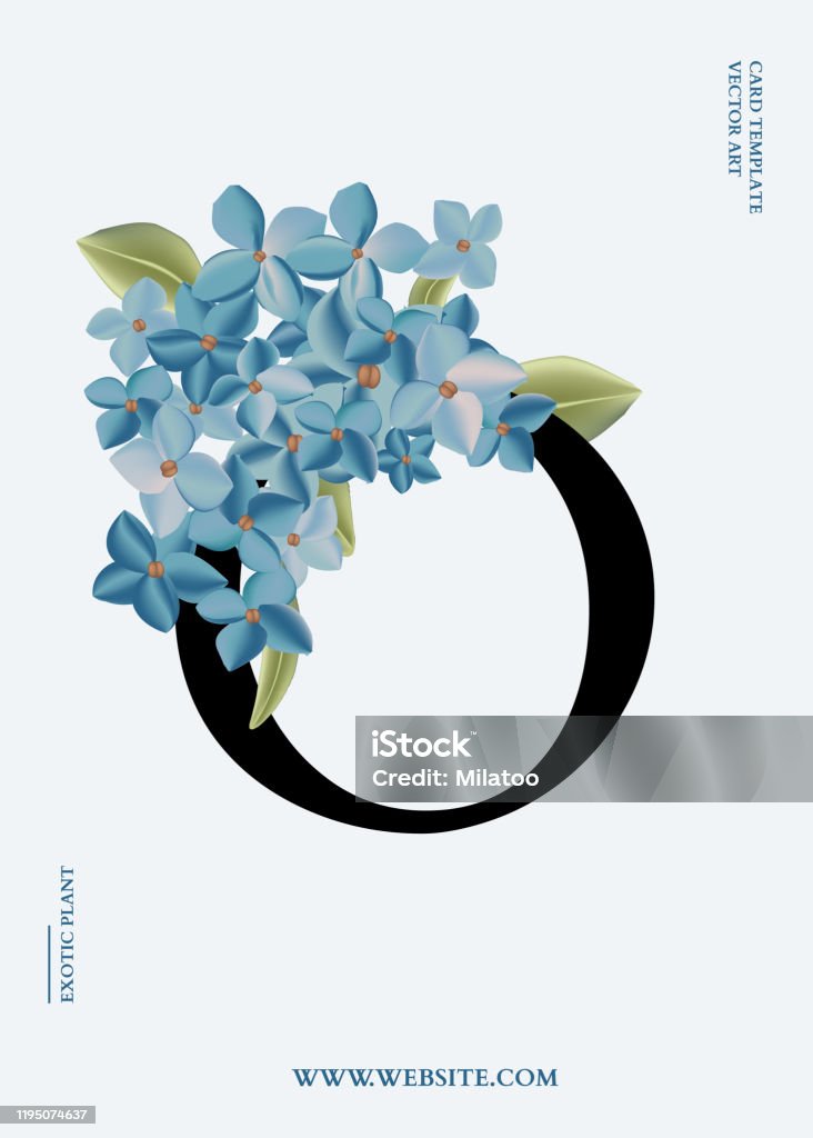 Hydrangea Wedding 3d Realitic Vector Wedding Card Modern Nature Blue