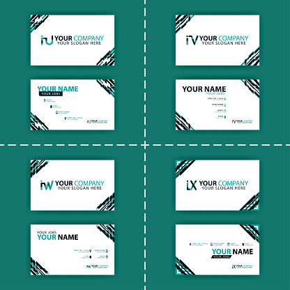 Business card colorful alphabet logo for promotion, marketing and advertising for companies, corporations, cooperatives and SME. suitable for print media, online ads, poster, flyer, banner, cover