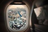 London as seen from an airplane window