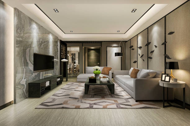 istock 3d rendering modern dining room and living room with luxury decor 1195079639