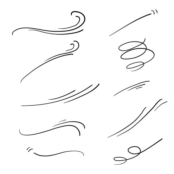 ilustrações de stock, clip art, desenhos animados e ícones de doodle wind illustration vector handrawn style - movement