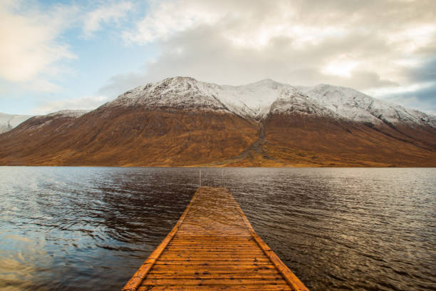 Glen Etive Mountains of glen etive and jetty glen etive photos stock pictures, royalty-free photos & images