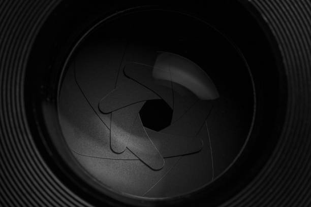 istock Macro of an iris ,Camera lens reflections 1195085083