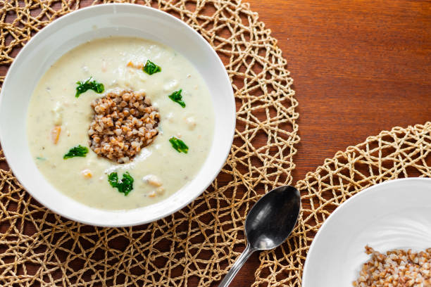 istock Dense vegetable soup with buckwheat. 1195088138