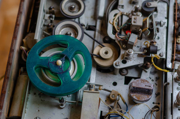 istock Empty reel for musical tape in a tape recorder. 1195089187