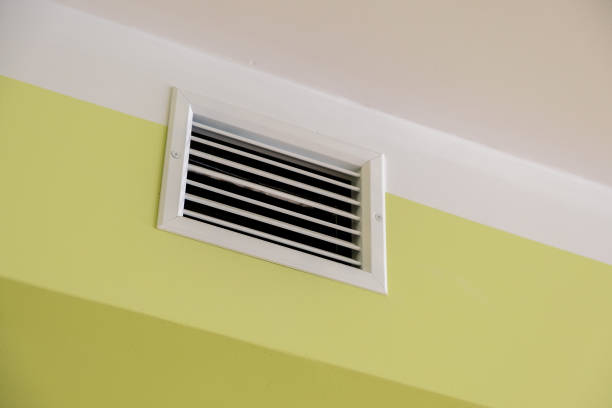 istock Ventilation shaft with air grates on the ceiling. 1195089528