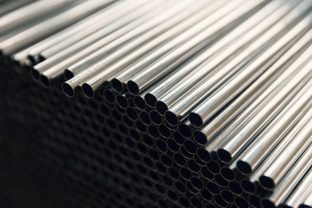 istock steel pipes on the pile 1195090694