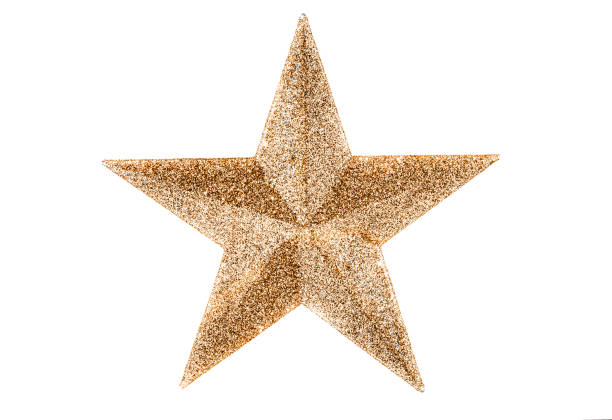 bronze gold weihnachtsstern isoliert auf weißem hintergrund. dekoration für den weihnachtsbaum. die spitze für den weihnachtsbaum. - bronze star stock-fotos und bilder