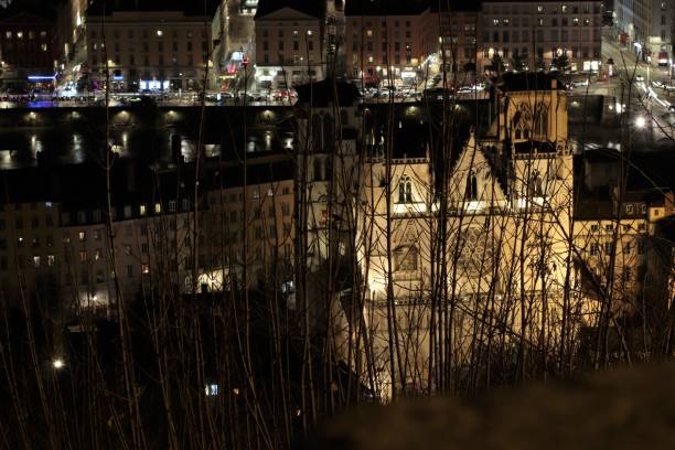 istock St. John's Cathedral in Lyon at night 1195101327