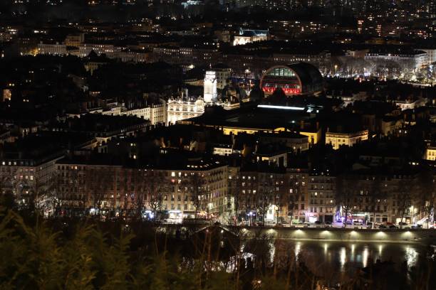 Lyon Town Hall and Opera House at night