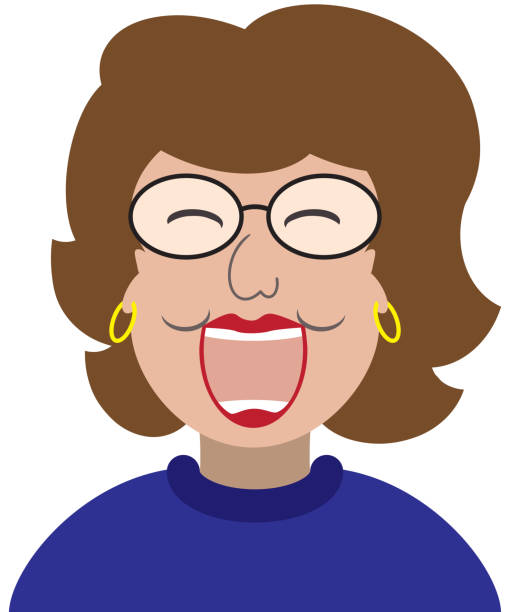 ilustraciones, imágenes clip art, dibujos animados e iconos de stock de laughing cartoon woman - mirth