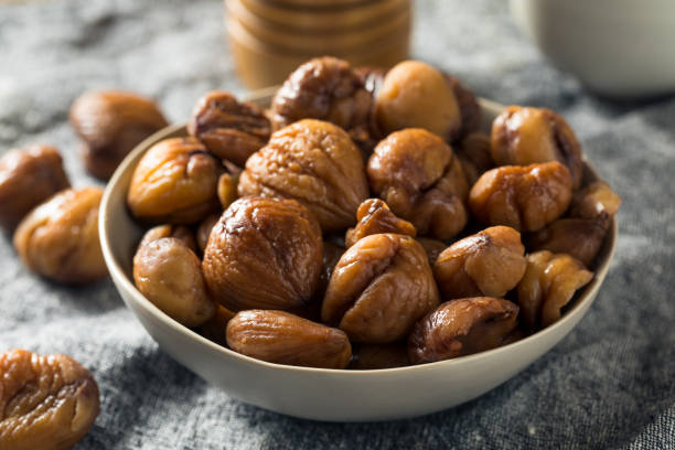 istock Organic Shelled Roasted Chestnuts 1195112604