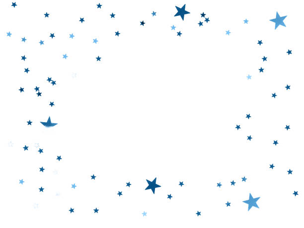 istock Frame made of scattering stars confetti on white background. Holiday backdrop. 1195117954