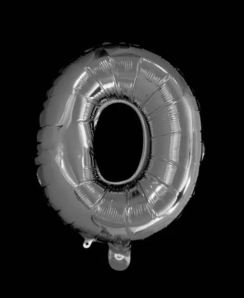 Silver Foil Balloons Alphabet on a black background