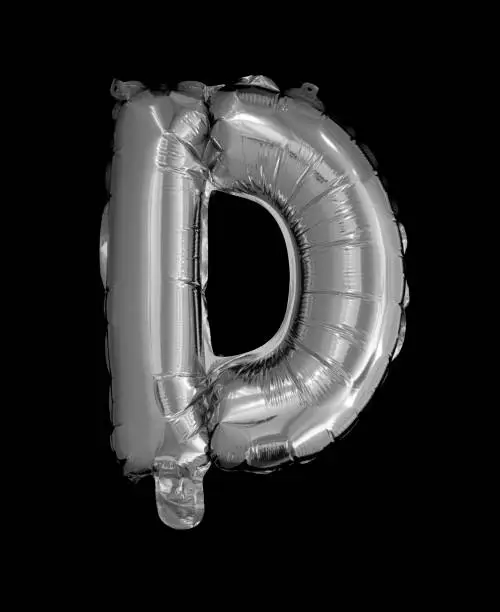 Silver Foil Balloons Alphabet on a black background