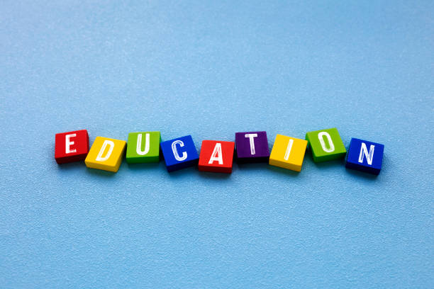Close-Up Of Education Text On Toy Blocks