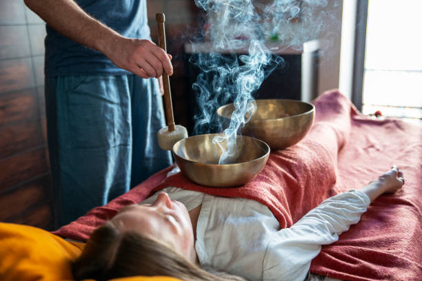 Tibetan singing bowl in sound therapy