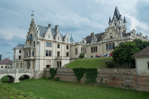 Neo-Renaissance style new Muskau palace, Bad Muskau, Germany. It is located in an extended park, the Muskau Park