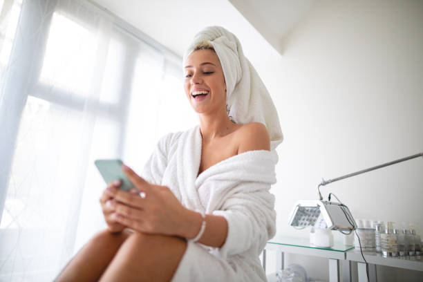 istock Young woman enjoying her time at a beauty spa 1195128038