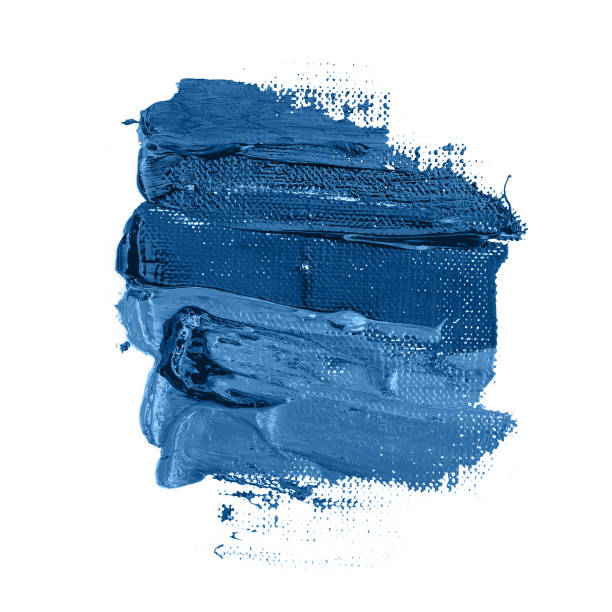 pintar trazo. color azul clásico del año 2020 - artists canvas beautiful art product palette fotografías e imágenes de stock