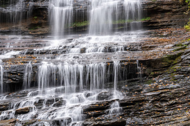 vue cascade de pearsons falls - rapid appalachian mountains autumn water photos et images de collection