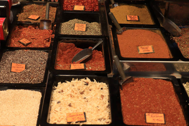 istock Herbs and spices at a market 1195140893