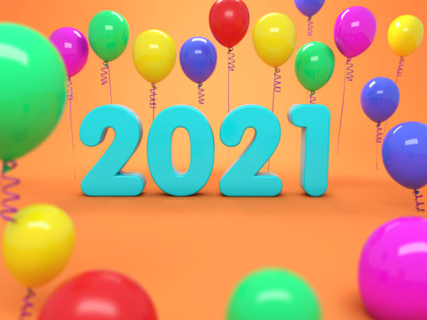 istock New Year 2021 Creative Design Concept with Balloon 1195148757
