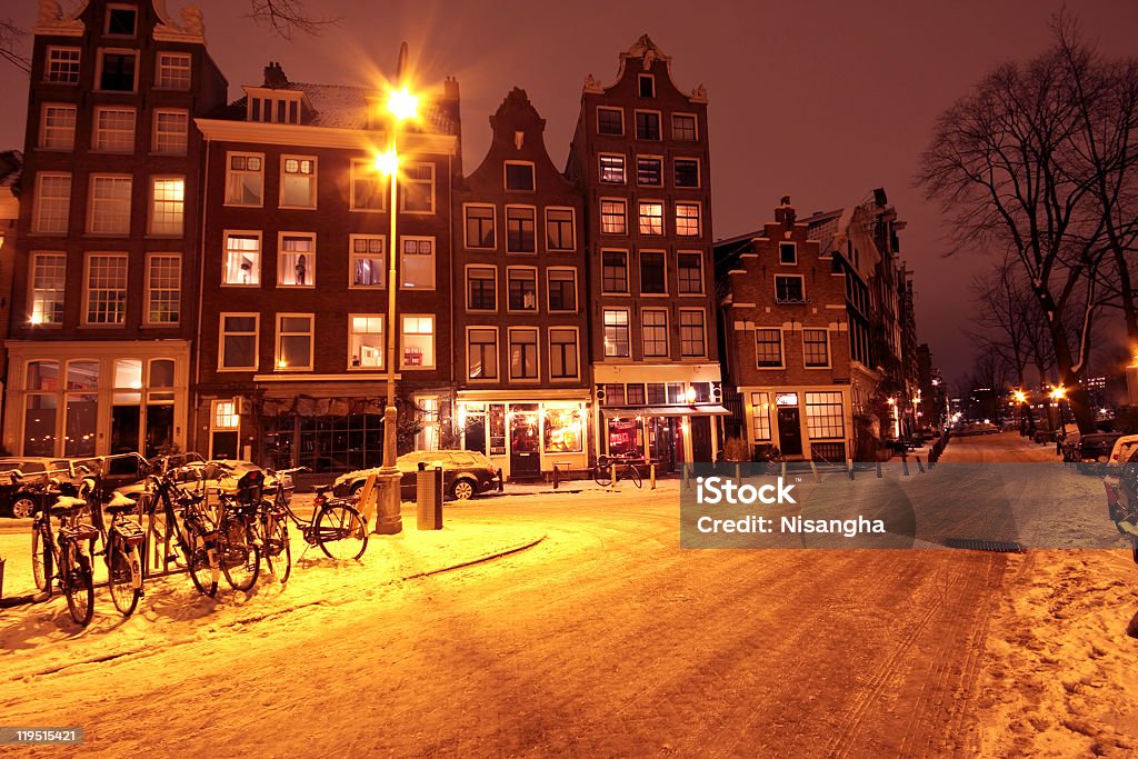 Vista sulla città di Amsterdam in Olanda coperto con neve - Foto stock royalty-free di Albero