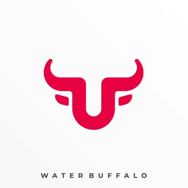 wasser buffalo illustration vektor vorlage - säugetier stock-grafiken, -clipart, -cartoons und -symbole
