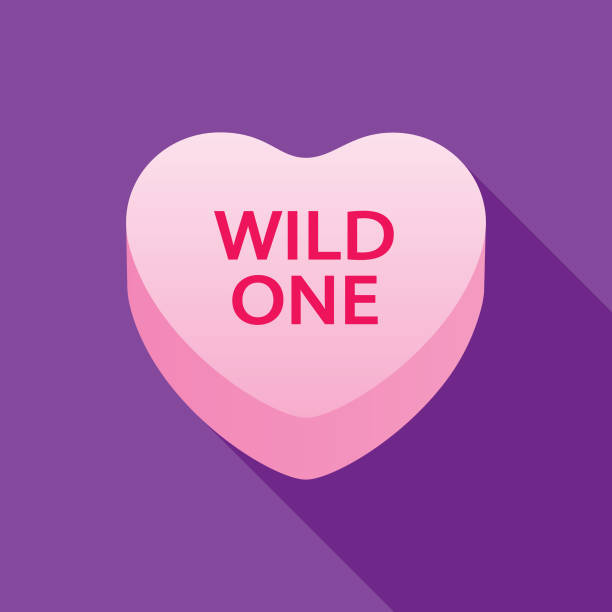 ilustraciones, imágenes clip art, dibujos animados e iconos de stock de wild one valentine candy heart icon - candy heart candy valentines day heart shape