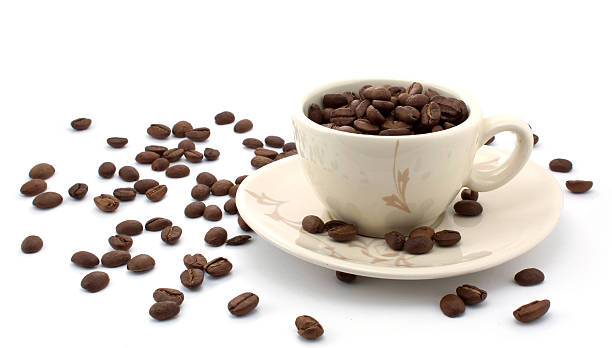 Full cup of coffee grain stock photo