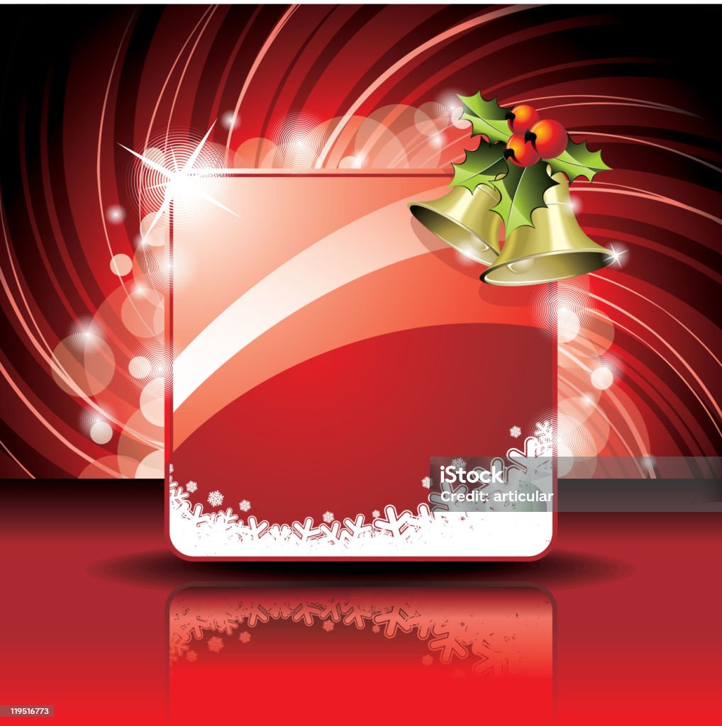 Christmas illustration con holly y campanas sobre fondo rojo. - arte vectorial de Abstracto libre de derechos