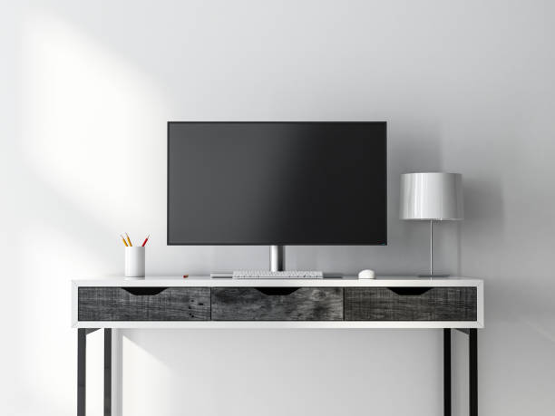 Modern Computer Display Monitor screen Mockup on white table