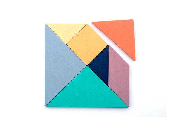Tangram, Blocks on white background, business concept of success, team, organization etc.,