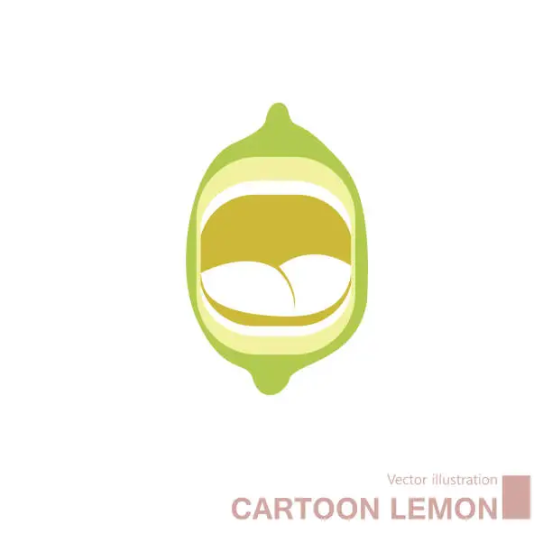 Vector illustration of Vector drawn cartoon lemon.