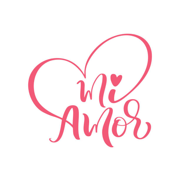 My love in Spanish vector digital calligraphy. Mi Amor vector hand lettering. Translation from Spanish to English of phrase You Are My Love. Calligraphic romantic inscription My love in Spanish vector digital calligraphy. Mi Amor vector hand lettering. Translation from Spanish to English of phrase You Are My Love. Calligraphic romantic inscription. mi amor stock illustrations