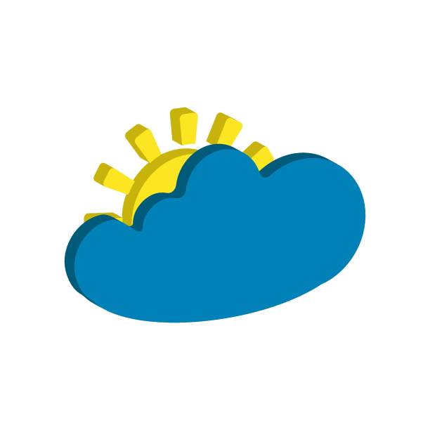ilustrações de stock, clip art, desenhos animados e ícones de weather forecast isometric icon of sun and cloud isolated on white background. weather symbol  in modern style. for web site design and mobile apps. vector illustration - technology mobile phone cloudscape cloud