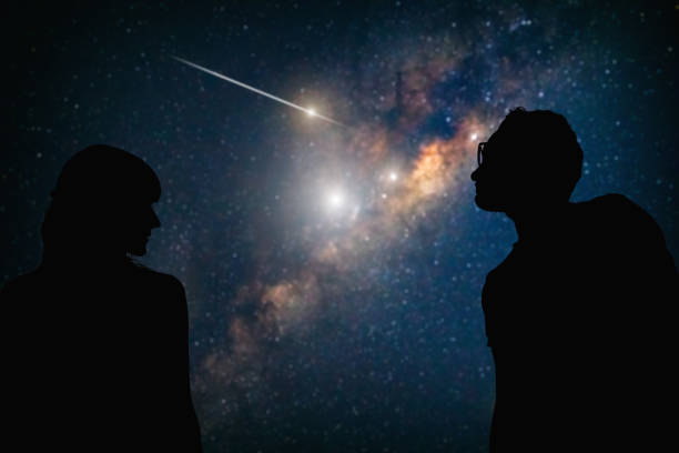 Couple under the Milky way stars. My astronomy work. Couple under the Milky way stars. My astronomy work. stars in your eyes stock pictures, royalty-free photos & images