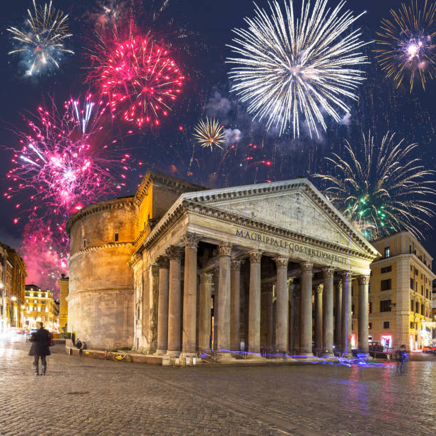 istock Fireworks display over the Pantheon temple in Rome 1195184818
