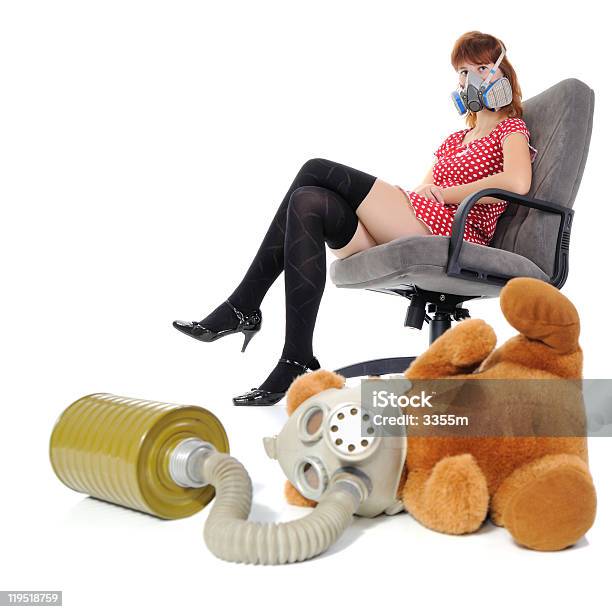 The Girl With Respirator Stock Photo - Download Image Now - Adult, Adults Only, Armchair