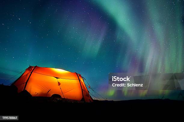 Northern Lights Stock Photo - Download Image Now - Tent, Aurora Polaris, Aurora Borealis