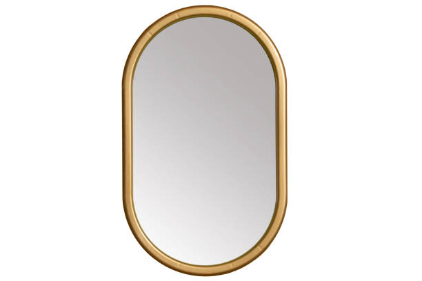 Mirror A golden frame encloses a light gray mirror mirror object stock pictures, royalty-free photos & images