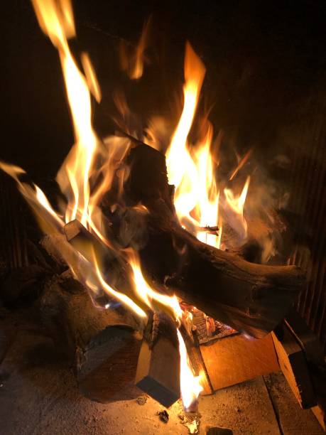 istock fireplace with fire and heat in winter 1195190663